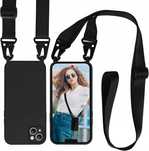 etui plecki iphone 13 mini ze smyczą matowa czarna obudowa z tpu