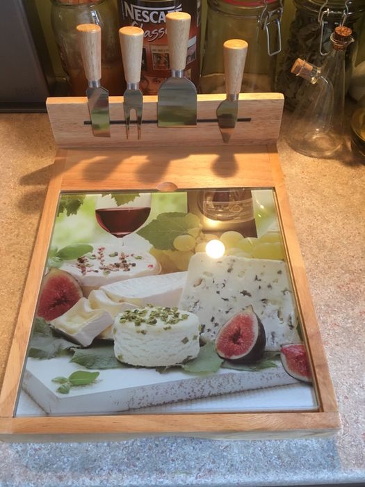 Drewniano-szklana deska do serów Nuova R2S 36x 28cm