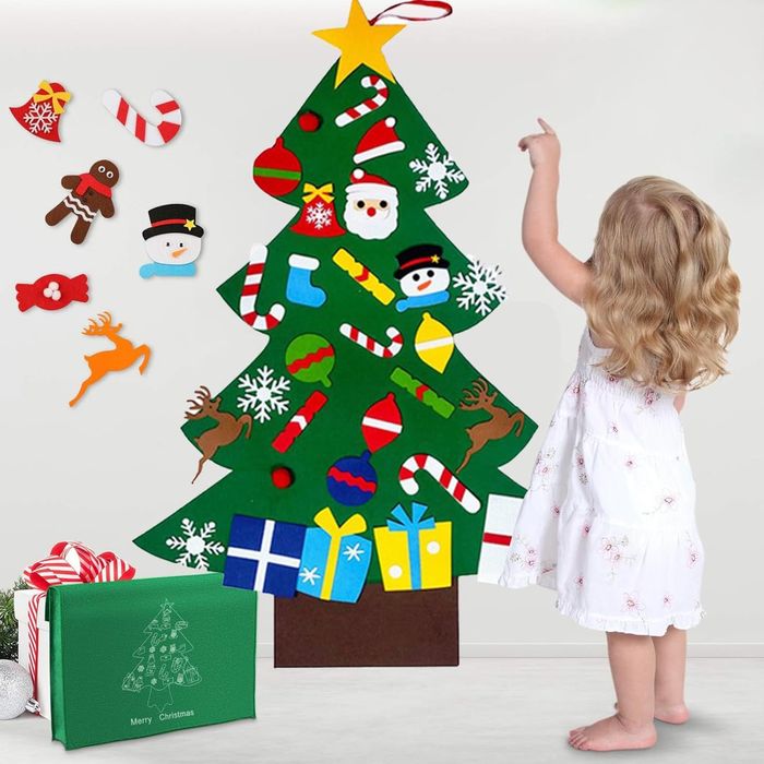 Choinka Ze Zdejmowanymi Ozdobami z Filcu DIY Świąteczna Dekoracja