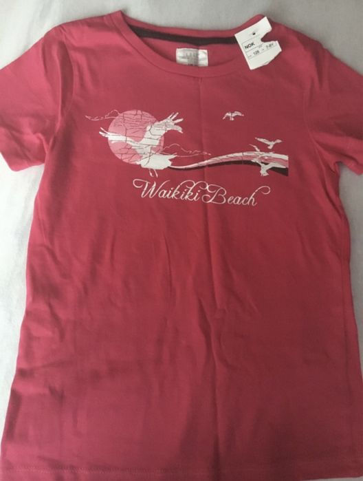 Koszulka dziewczęca różowa 7 8 lat 122 128 cm nowa z metką T-shirt H&M