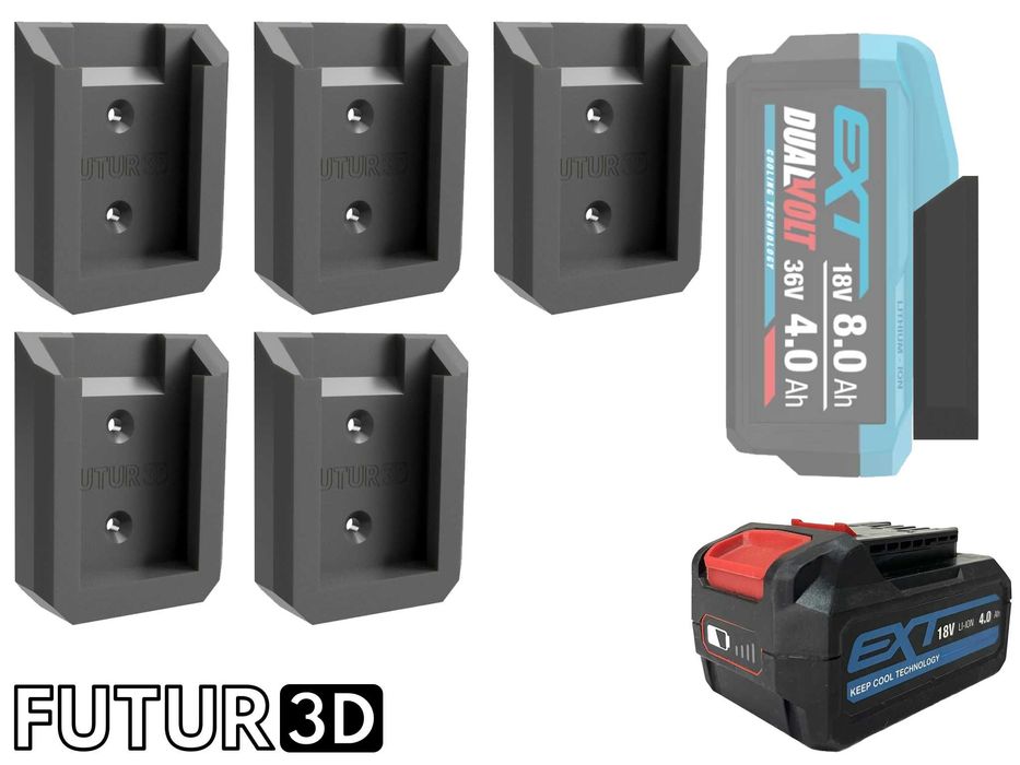 5x Uchwyt pojedynczy na akumulator Erbauer 18V EXT DualVolt bez blokad