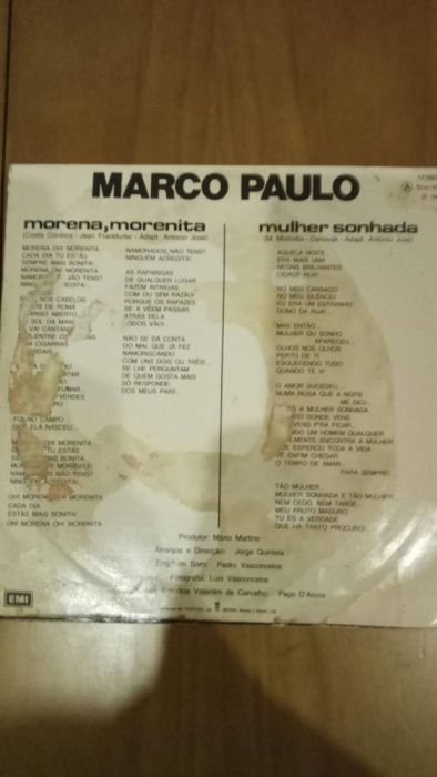 Disco vinil Marco Paulo "Morena Morenita"