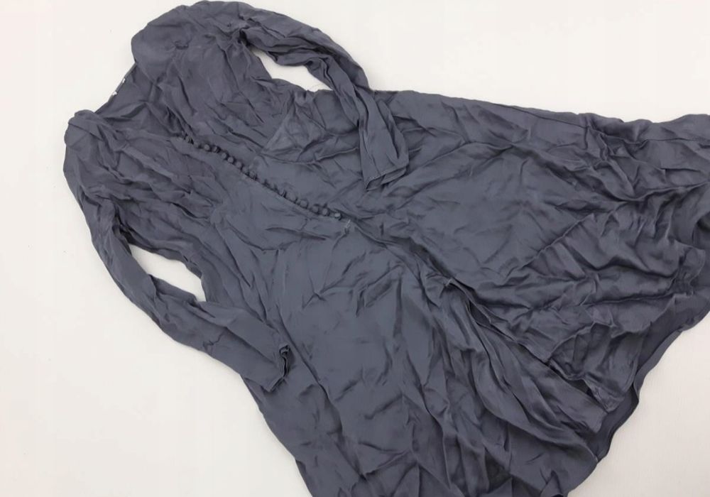 Made in Italy satynowa sukienka midi w stalowej szarości r. 44-46