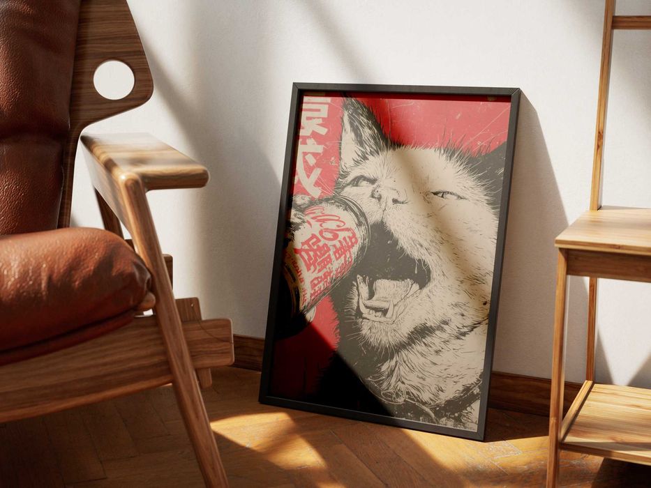 Plakat Vintage Coca-cola Cat Asian