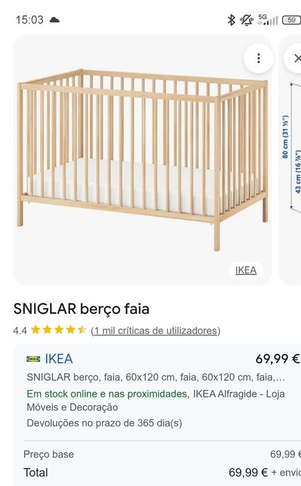 Berço em madeira IKEA