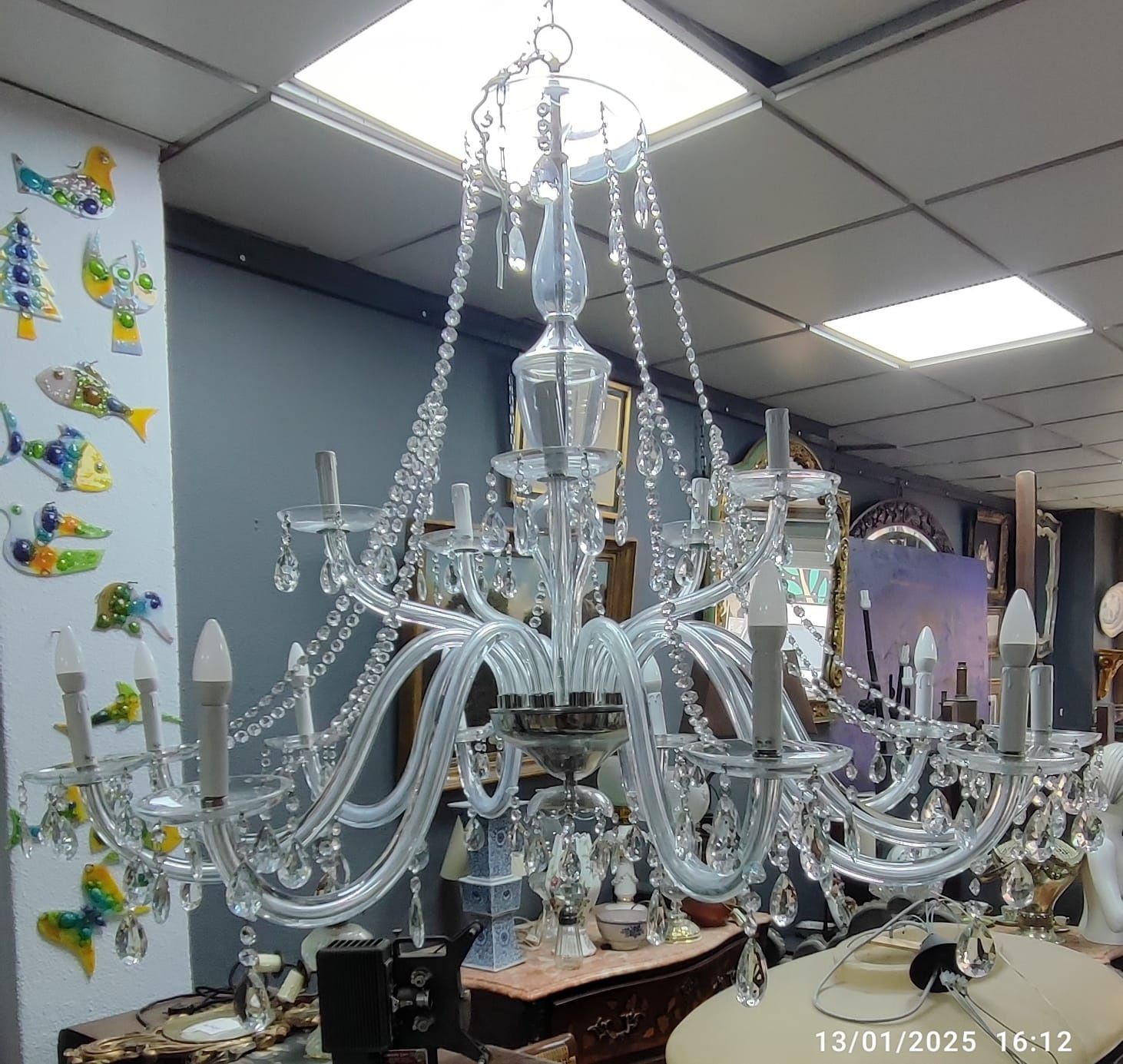 Última oportunidade! Lustre em vidro soprado 15 lúmens