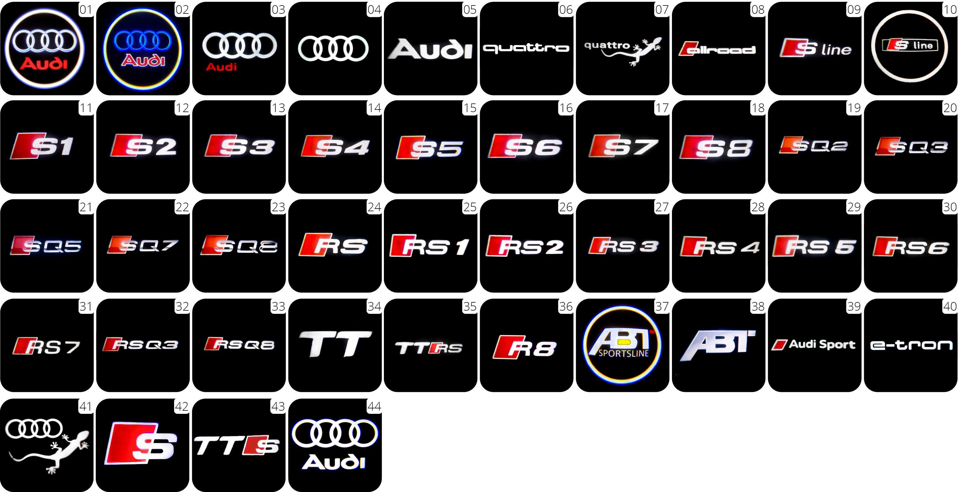 Audi LED Logo Projektor A3 A4 A5 A6 A7 A8 Q3 Q5 Q7 Q8 hologram