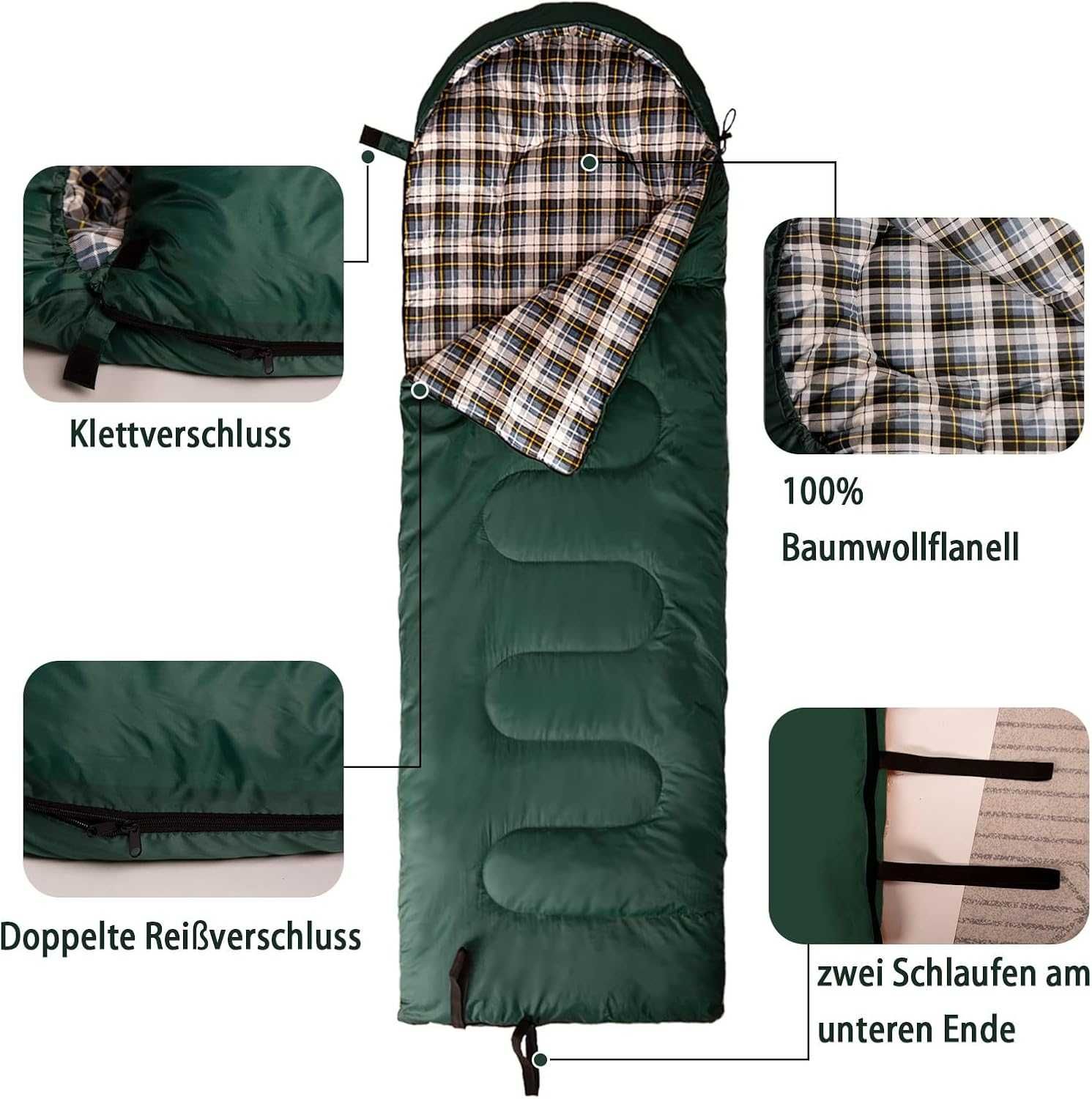 Nowy śpiwór wodoodporny / outdoor / kołdra / 75x210cm / zielony !3378!