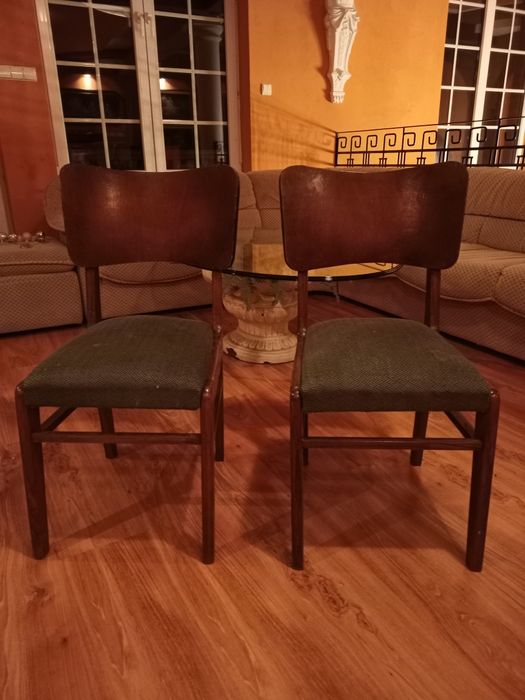 2 krzesła prl tapicerowane