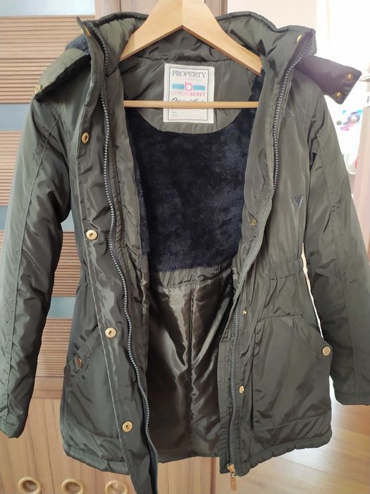 Parka kurtka płaszczyk Lemon Beret 140 jak nowa zestaw czapka i szalik