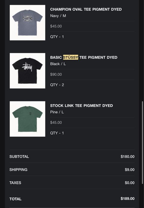 Оригінальні футболки STUSSY Pigment Dyed — нові, з США