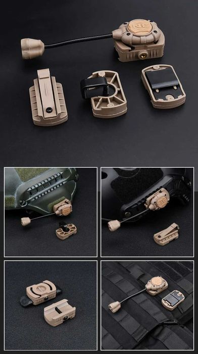 Тактичний ліхтарик для шолому 3-х режимний з IR випромінюванням