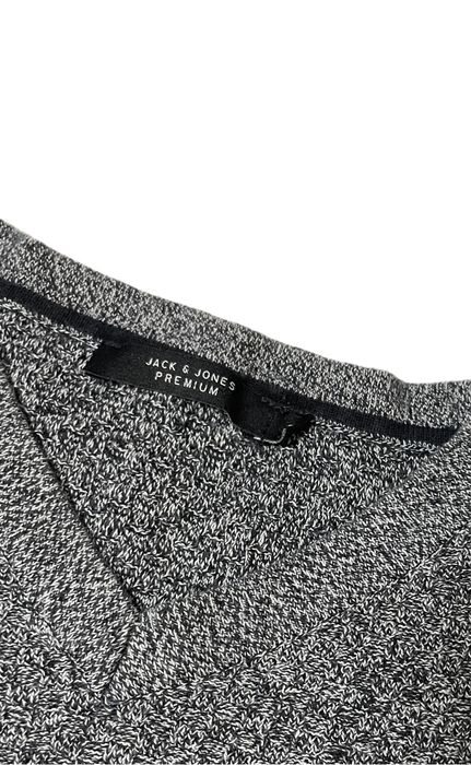 Lekki sweter męski Jack & Jones Premium S 100% bawełny granat melanż