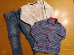 Zestaw dżinsy Cool Club, bluza H&M, polar rozpinany r.98