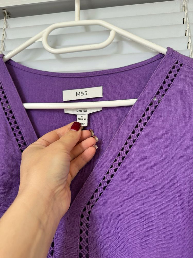 Льняна сукня міді з прошвою Marks&Spencer‼️р.46