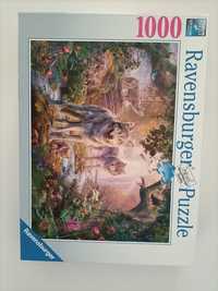 Ravensburger Puzzle 1000 jak nowe Rodzina Wilków w sloncu