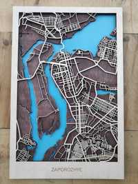 карта города, картина из фанеры, карта из фанеры, многослойная