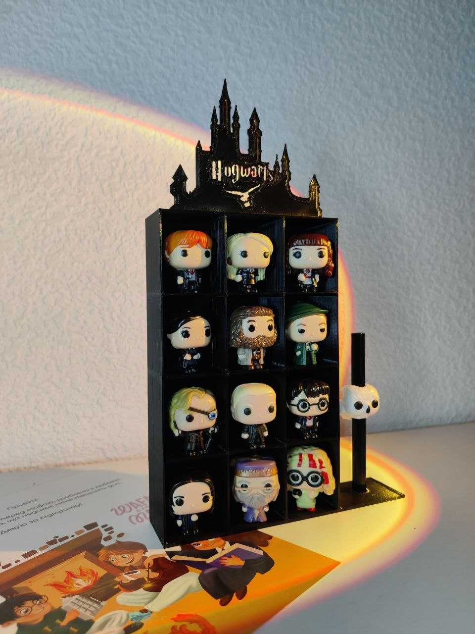 Полички 3D i 2D для фігурок Гаррі Поттер Funko pop. Хогватс.