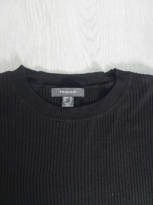 XL czarny prążkowany sweter sweterek prążek perły koraliki primark