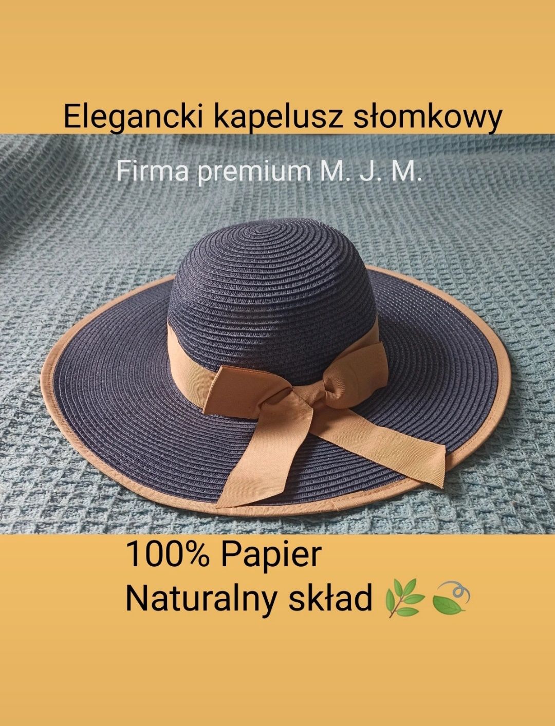 Elegancki damski słomkowy kapelusz firmy premium M. J. M.