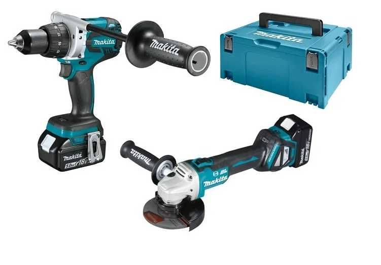 Zestaw Makita 18V DGA513 + DDF481 2x 5ah makpac DLX2255TJ