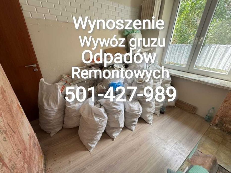 NAJTAŃSZE WYNOSZENIE WYWÓZ gruzu i odpadów remontowych workach i luzem