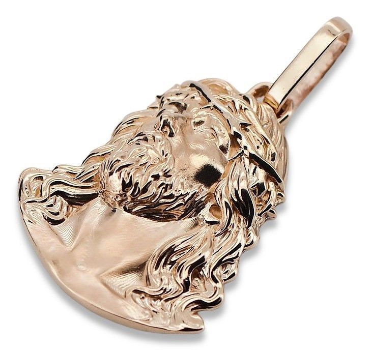 Zawieszka ikona Jezusa z czerwonego 14k różowego złoto pj004r 20mm G