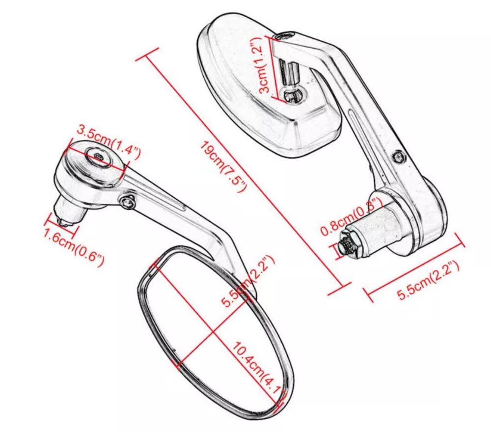 Espelhos de Punho para Moto Estilo Cafe Racer e Scrambler N3 | NOVOS