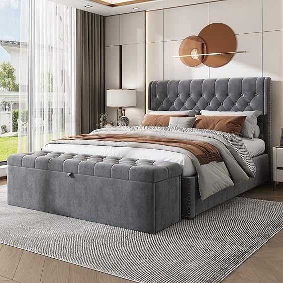 Pufa, ławka tapicerowana do siedzenia z miejscem do przechowywania.082