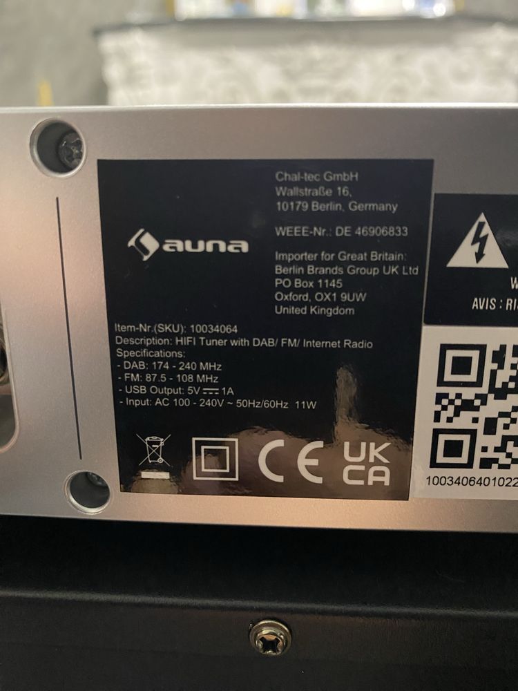 Тюнер цифровий Hifi з Німеччини Auna iTuner BT 10034064