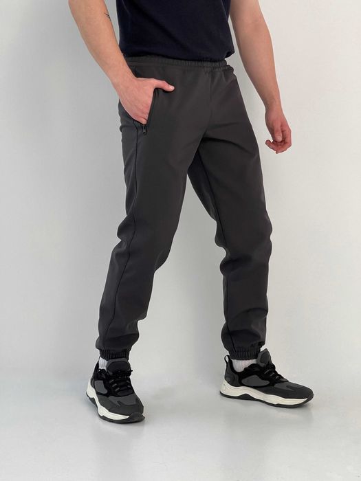 Штани чоловічі зимові утеплені на флісі софтшел сірі