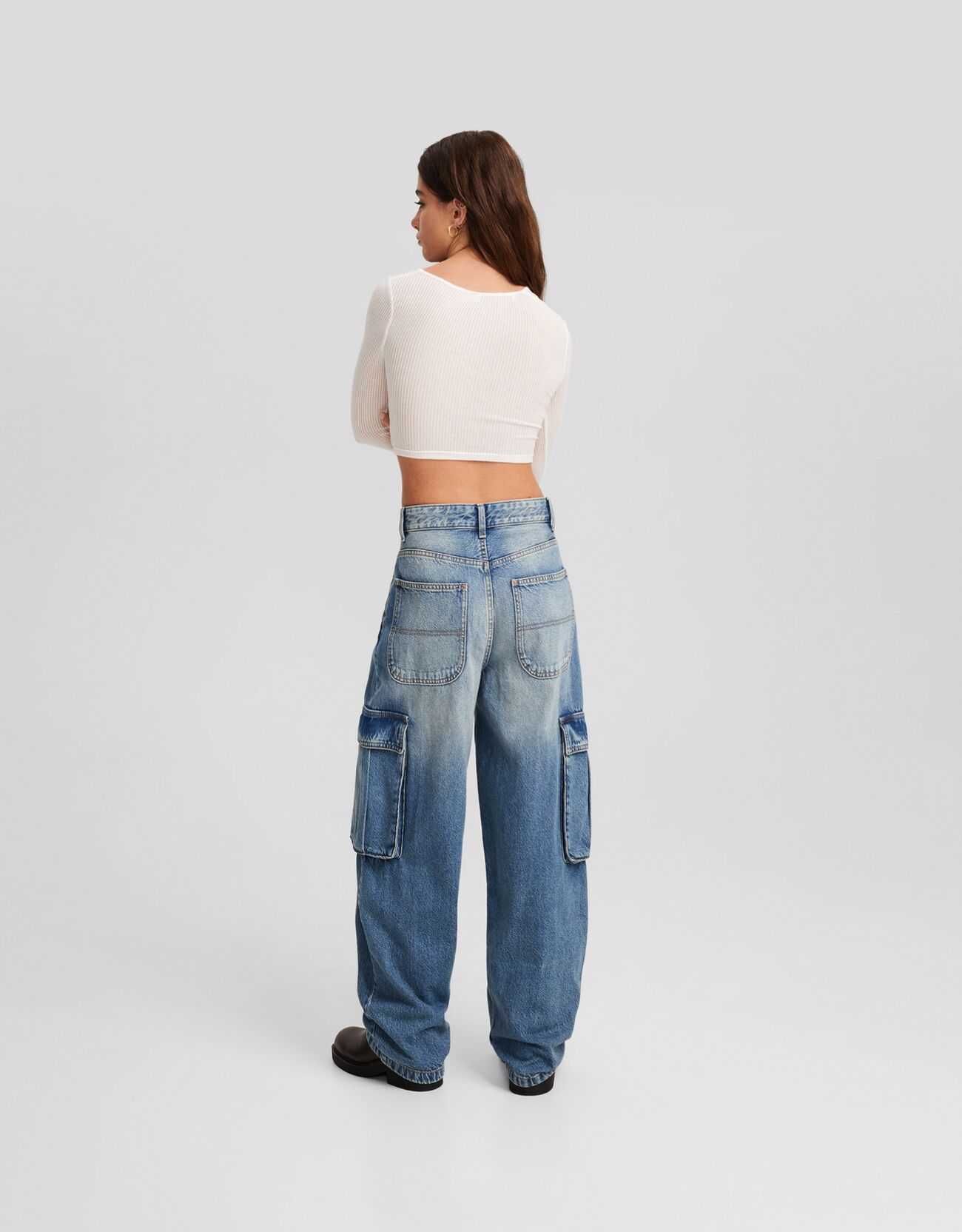 Оригінал Джинси Бершка Bershka Cargo Skater jeans баггі джинс багги