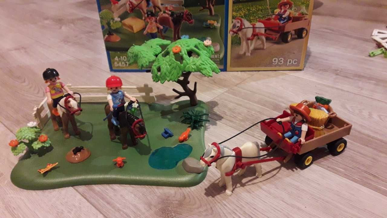 Playmobil konie, pastwisko, wóz