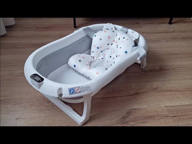 БЕЗ ПЕРЕДОПЛАТ! Дитяча складна ванночка з термометром та подушкою