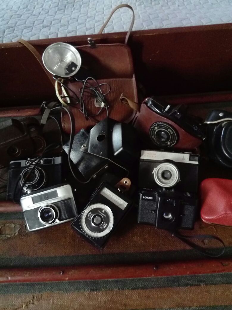 Kolekcja starych aparatów fotograficznych