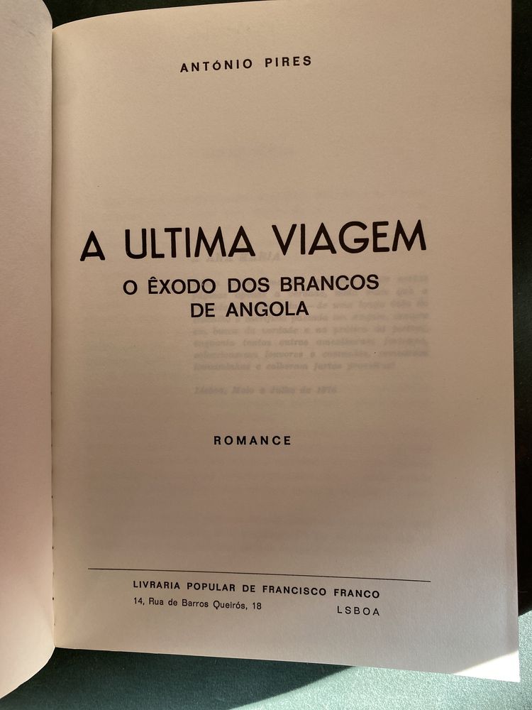 Livro A ultima viagem o exodo dos brancos de Angola