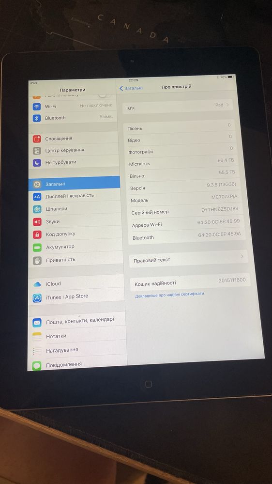 iPad A1464 64GB - iCloud off