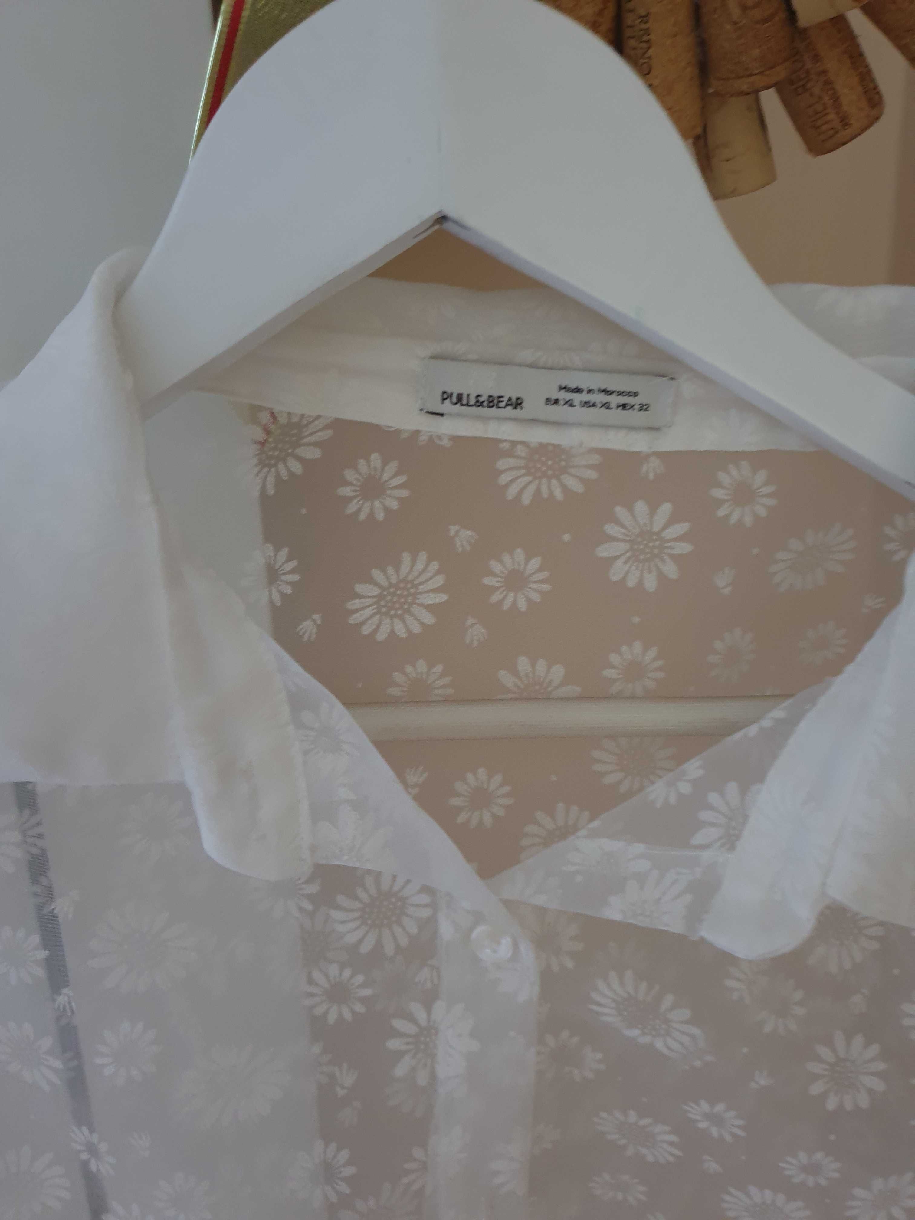 Biała przezroczysta koszula oversize Pull&Bear r. XL