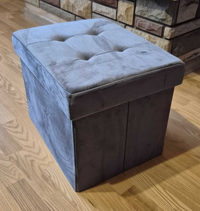 Ławka / pufa z pojemnikiem – aksamit, schowek, elegancja