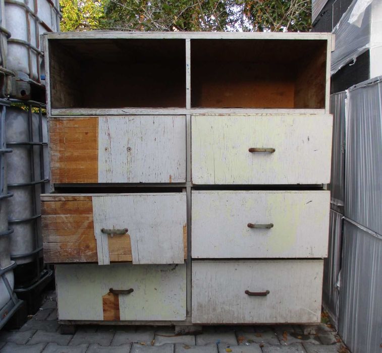 Drewniany Regał Szafka Warsztatowa PRL