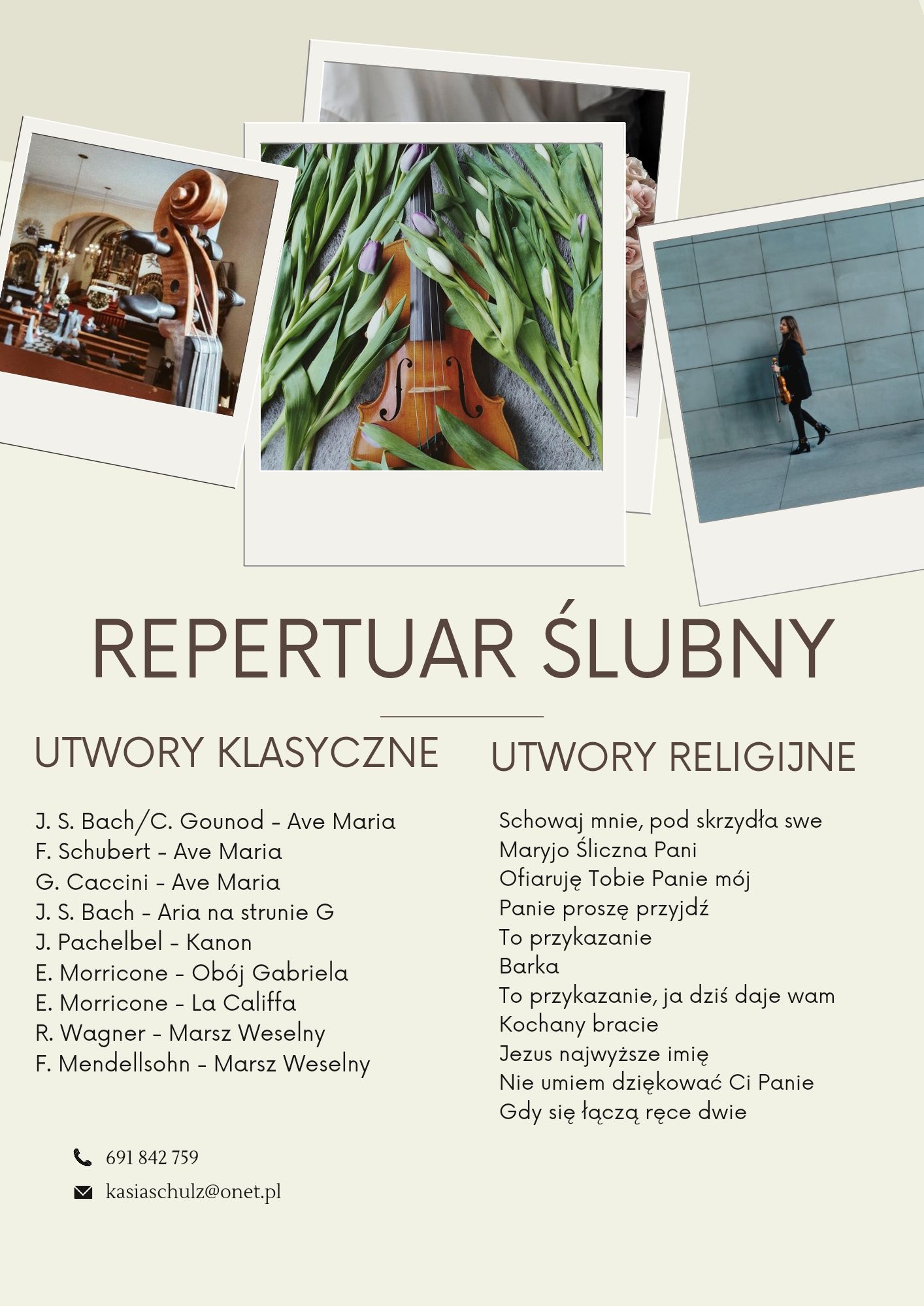 Oprawa muzyczna ślubu, pogrzebu, koncert, bankiet - skrzypce-Wrocław