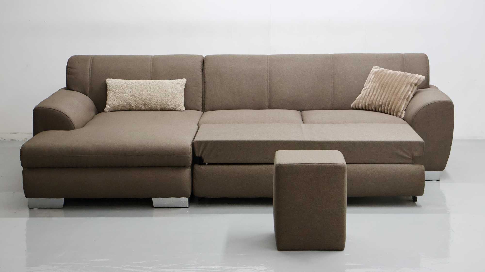 TCD DESIGN NAROŻNIK z funkcją spania PUFA rogówka sofa brązowa tkania