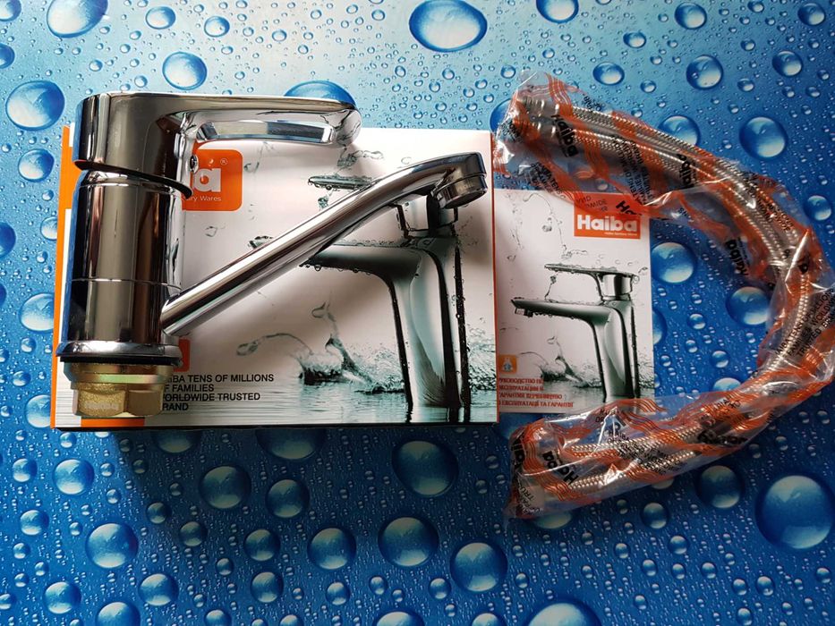 Смеситель змiшувач для умывальника Haiba HANSBERG 555-15 Латунь 100%