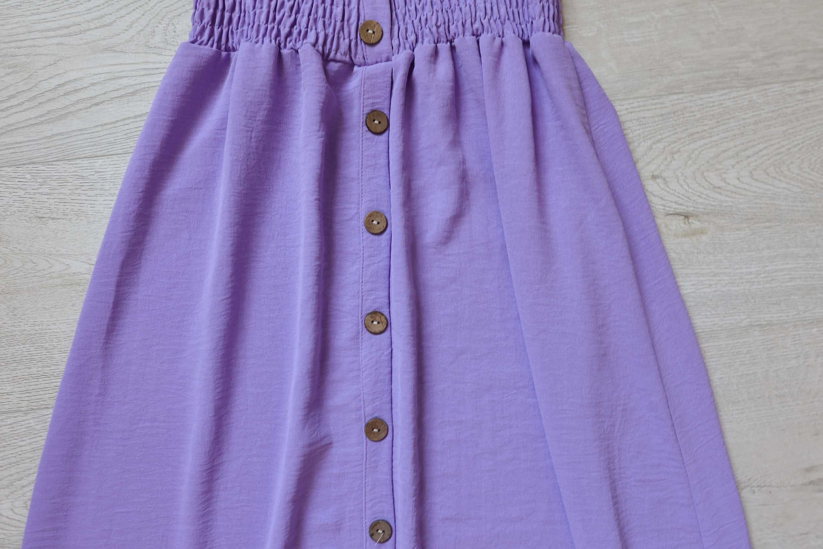 Fioletowa sukienka z guzikami maxi M New Collection