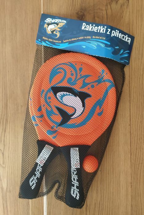 Rakietki paletki z piłeczka lekkie sharks plaża ogród do gry Nowe