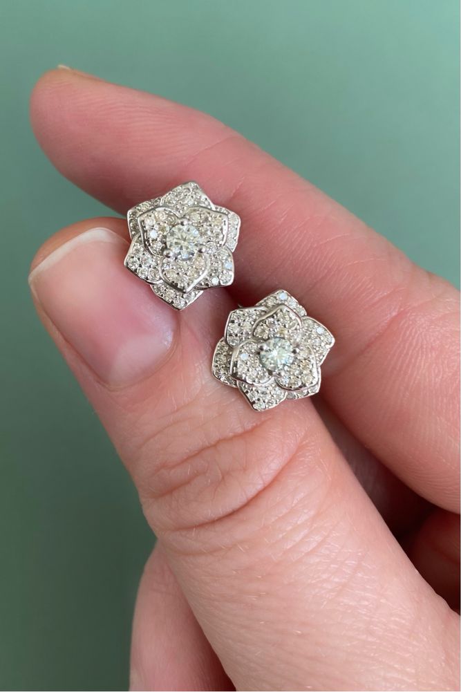 Люкс! Сережки серебряные с бриллиантами-муассанитами