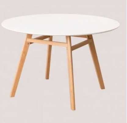Mesa redonda branco e faia