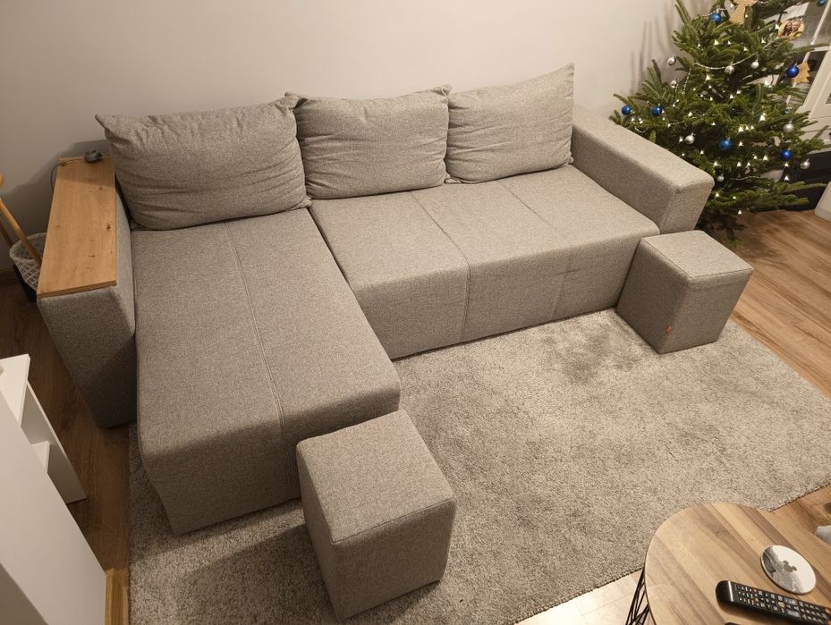 Narożnik sofa szara funkcja spania BRW