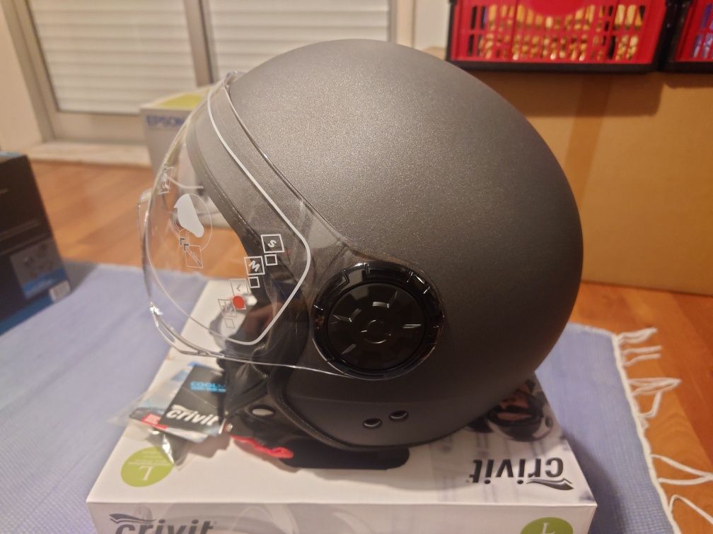Capacete Jet/Aberto Crivit, tamanho L, Novo