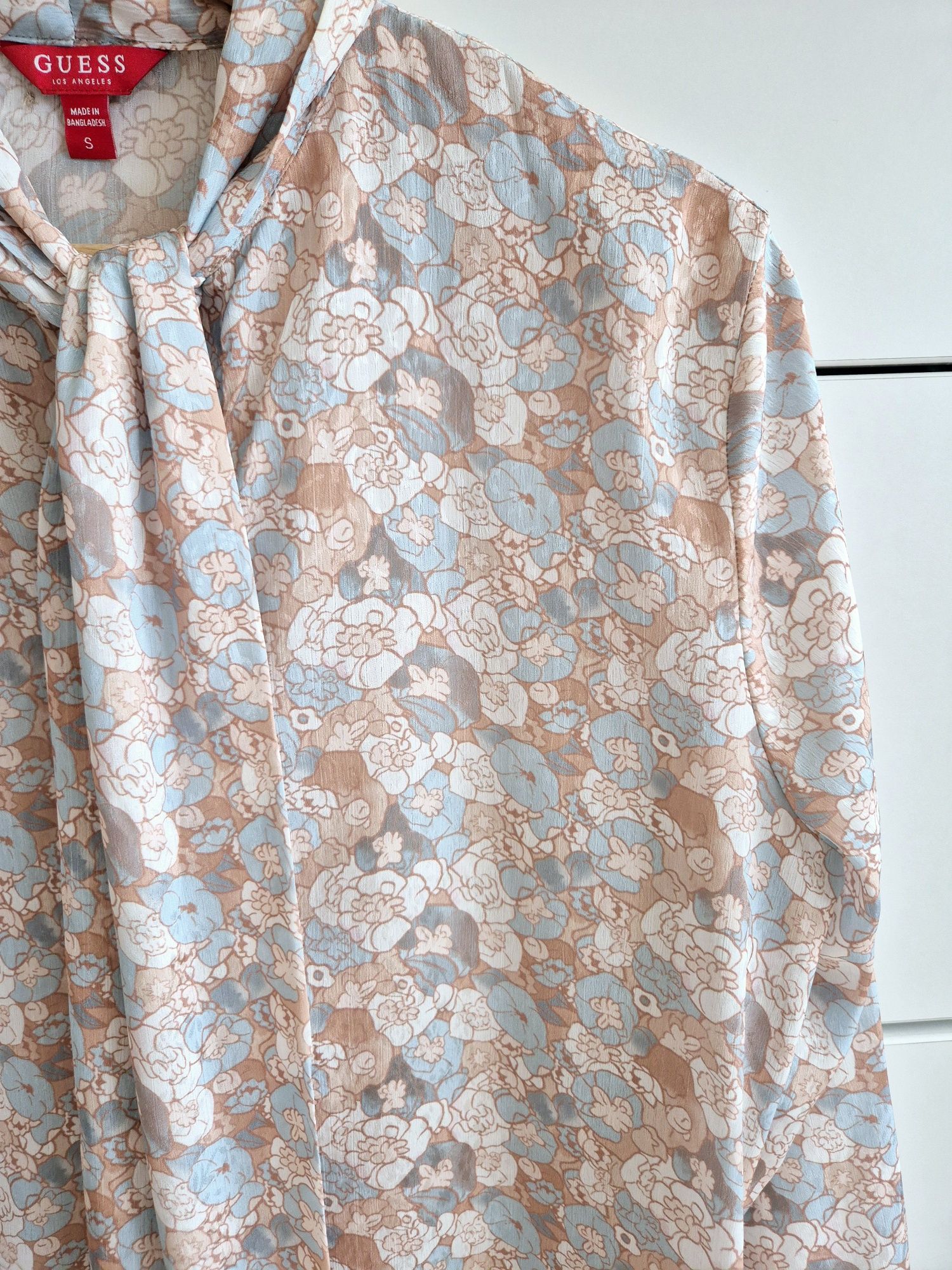 Cudna koszula Guess beżowo turkusowa kwiaty S/M